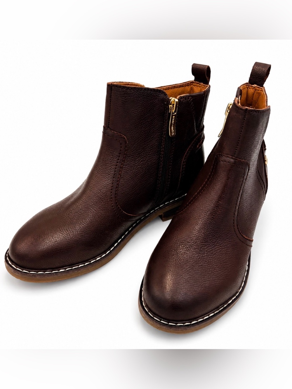 Easy Spirit Juna Leather Ankle Boots Women's 6 Brown eFlex Side Zip SEJUNA Moto